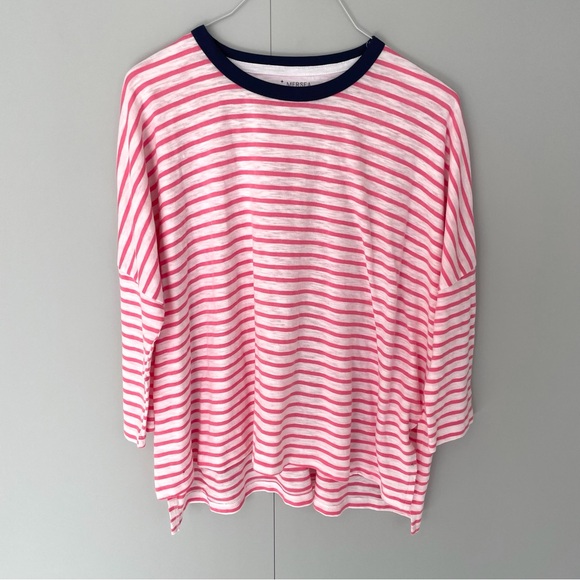 MERSEA Catalina Slub Tee in Pink/Navy Ringer - Picture 3 of 7